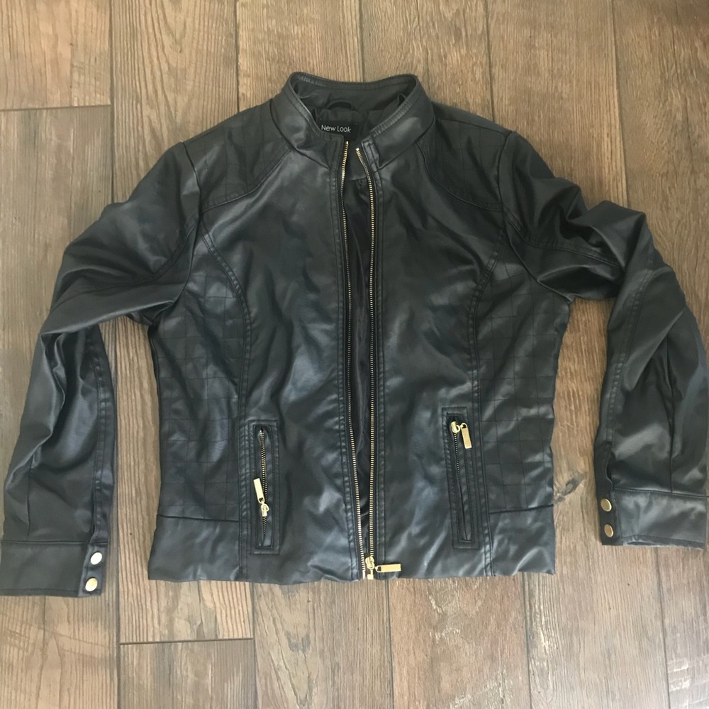 ASOS Black Leather Jacket with Gold